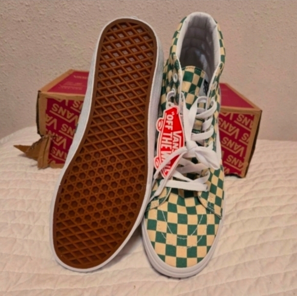 Vans Sk8 Hi Men 10 Checkerboard Light Green White Classic Retro 032026 - Picture 4 of 9